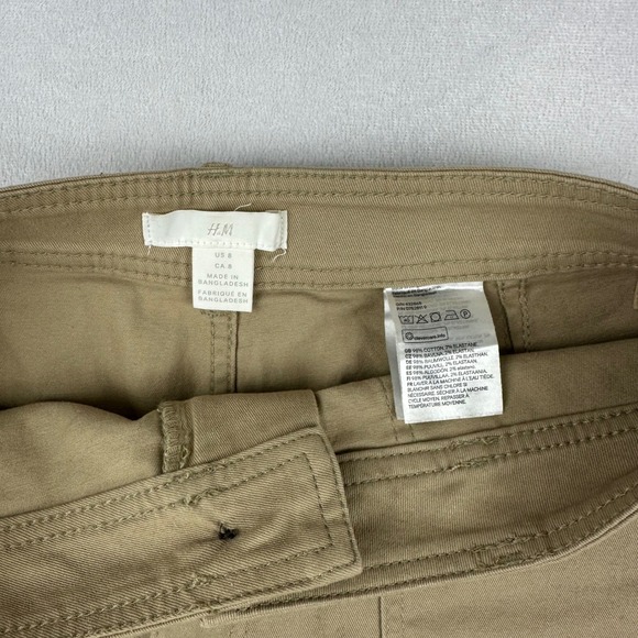 H&M Women's Khaki Cargo Shorts Size 8 Utility Pocket Casual Summer - Picture 4 of 13